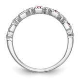 14k White Gold 1/10 carat Diamond and Ruby Complete Band